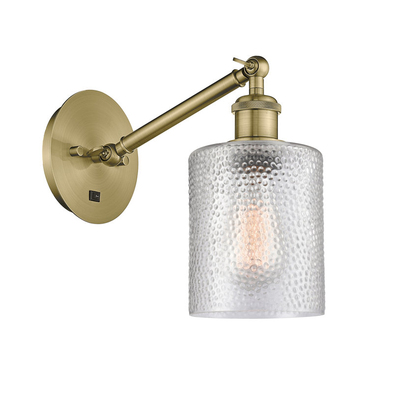 Applique murale 1 lumière 5 "avec bras ajustable Shauna 5", Laiton antique, DEL, Transparent