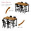 Ensemble de table de salle à manger rustique de style campagnard 5 pièces avec 4 tabourets de bar rembourrés en similicuir, ensemble de table de salle à manger pour 4 personnes avec plateau en panneau de fibres à densité moyenne et structure en métal robuste, patins réglables, pour la salle à manger, la cuisine et le bar