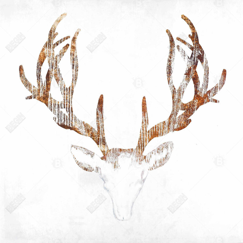 Toile à tête de cerf d'aspect bois | Décoration de chambre à coucher brune