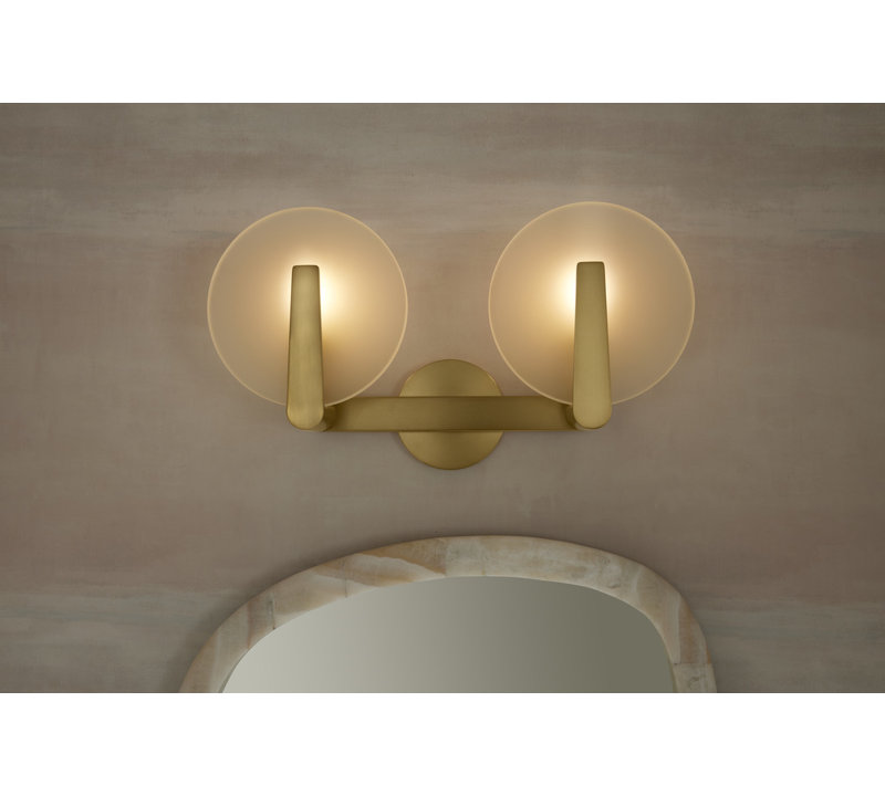 Hint Two-Light Sconce, Brushed Brass