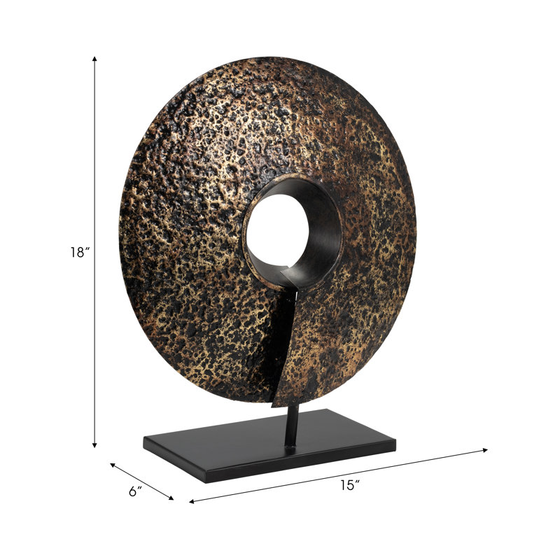 Iron Modern Textured Round Decorative Statue - 15.75" x 15.75" x 18.5"