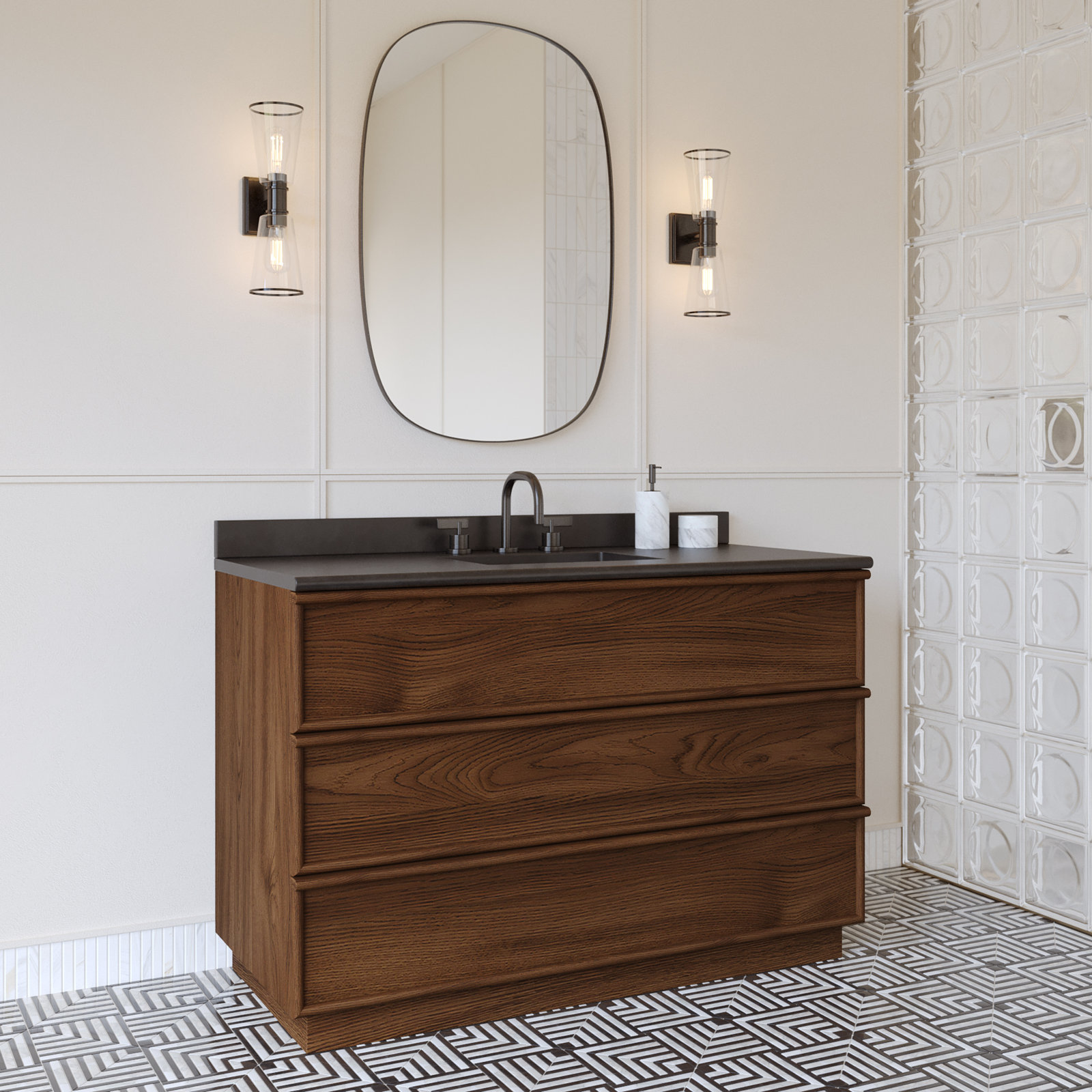Collins Double Bathroom Vanity, 48", Black