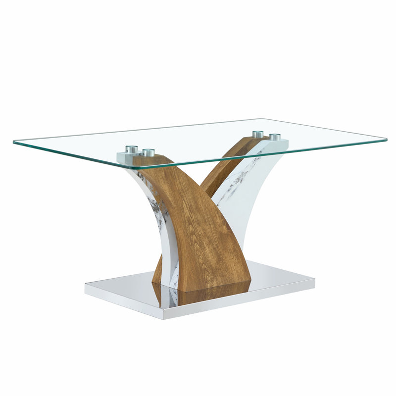 Tempered Glass Countertop Rectangular Coffee Table