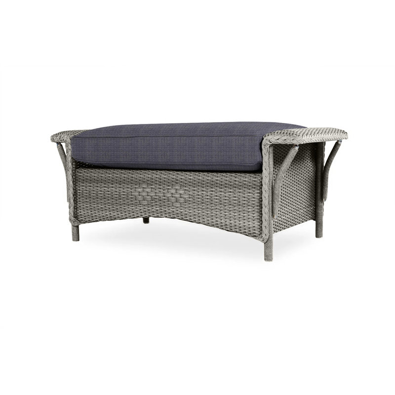 Nantucket Outdoor Ottoman, Beach Navy, Pewter