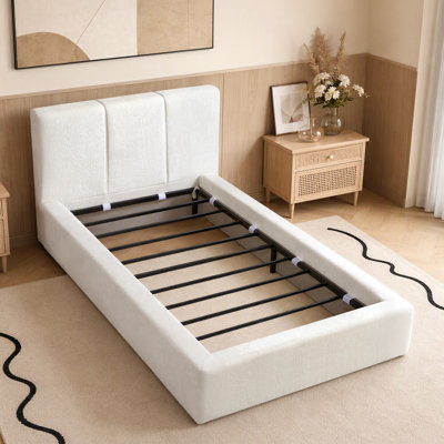 Fournier AirFrame Bed Frame with Headboard, Cloud Upholstered Platform Bed Frame, 4.3 Inch Foam Cushioned, No Box Spring, Easy Assembly