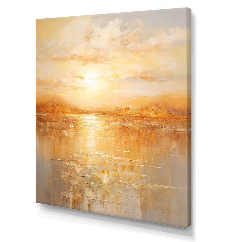 «Jacobien Bold Sunset Golden Collage II - Sunset», reproduction sur toile, 32" H x 24" W, Toile tendue