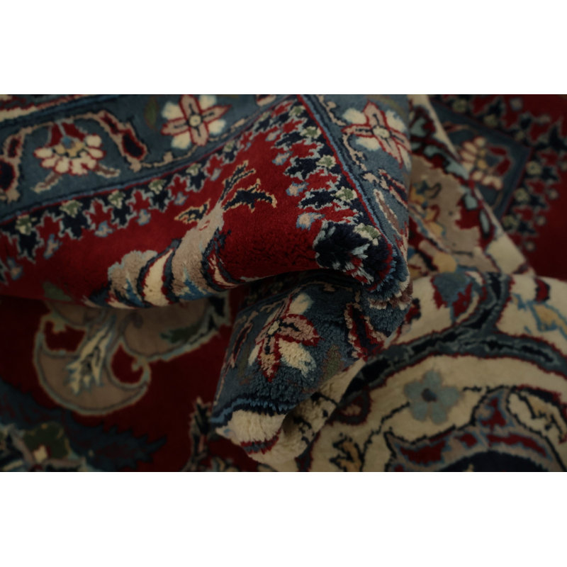 Tapis rouge sophistiqué fabriqué à la main 8 x 11 po