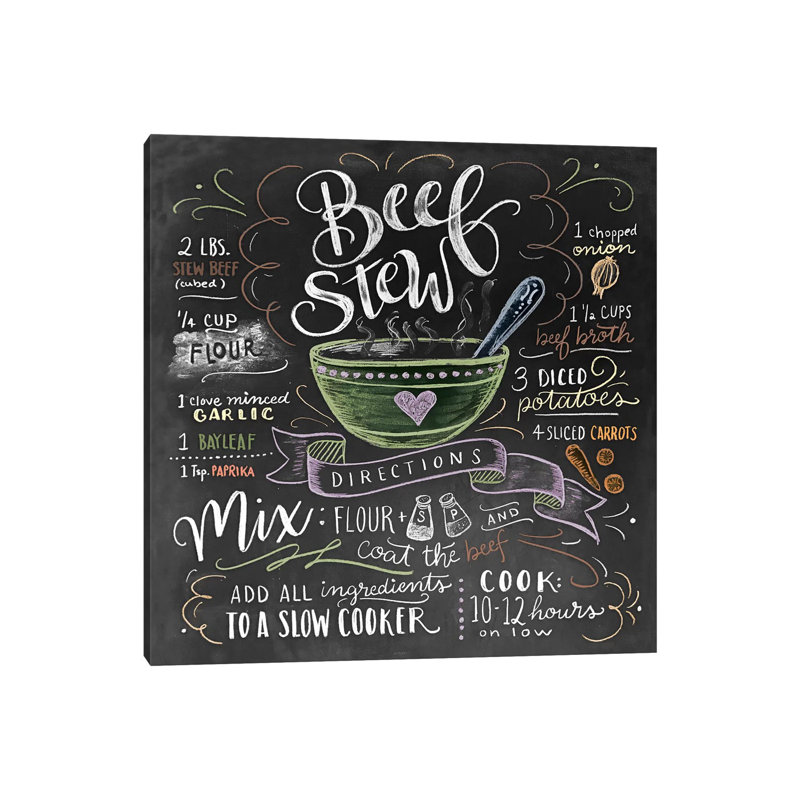 Recette «Beef Stew Recipe» par Lily & Val - Giclée sur toile tendue avec châssis, H 12 po x l 12 po x P 0,75 po