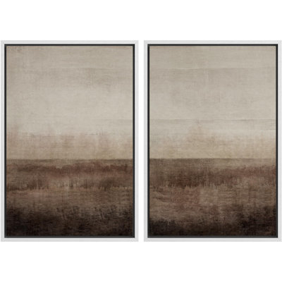 Abstract Landscape " Earthen Layers Abstract Earth Tone " 2 - Pieces