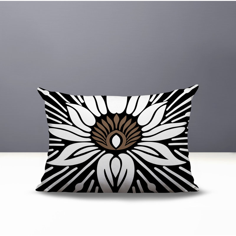 Oreiller rectangulaire réversible intérieur / extérieur Carla, Rectangle H 14 po x l 20 po, Noir
