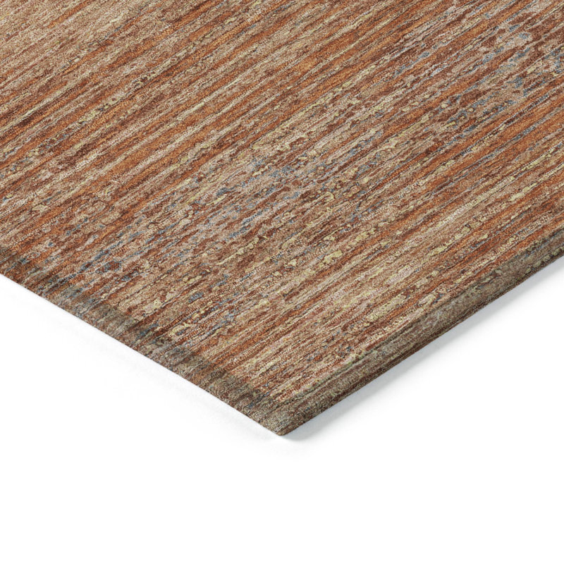 Copper and Red Flat Woven Synthetic Stripe Rug 46" x 30"