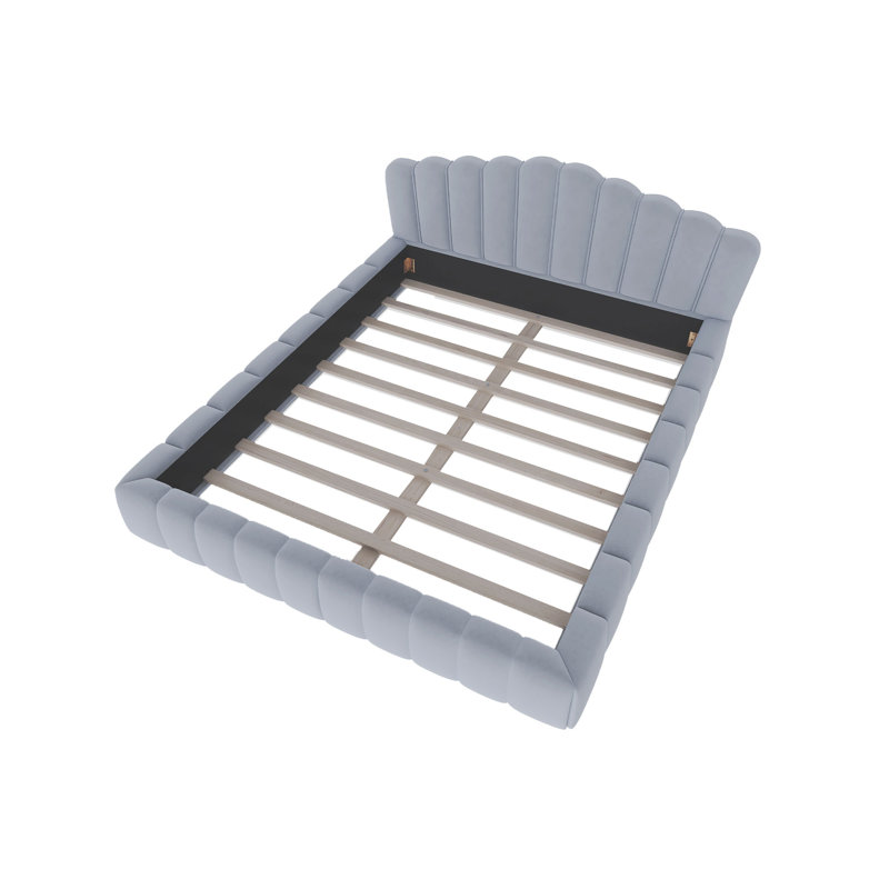 Lit plateforme Wood, Bleu clair