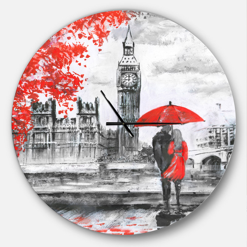 Couples Walking in London - Horloge murale moderne, Surdimensionné
