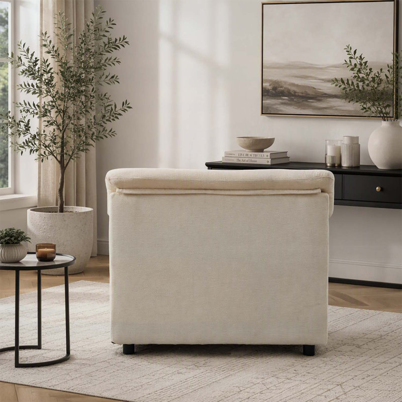 Fauteuil de lecture confortable et rembourré, Beige Chenille