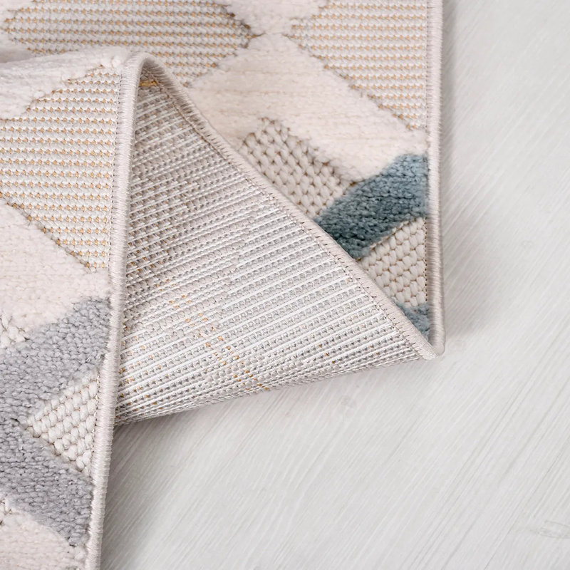 Tapis blanc moderne en polyester Reston résistant aux taches Facile à nettoyer, 5 pi x 7,5 pi
