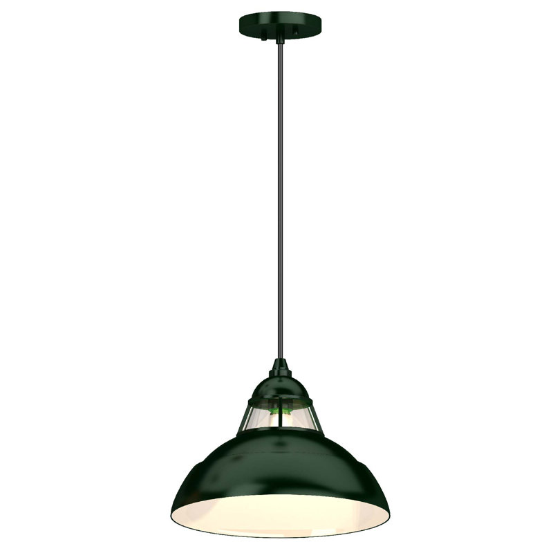 Luminaire suspendu d'intérieur 1 lumière Quesada avec bol d'inspiration phare et verre transparent, Vert