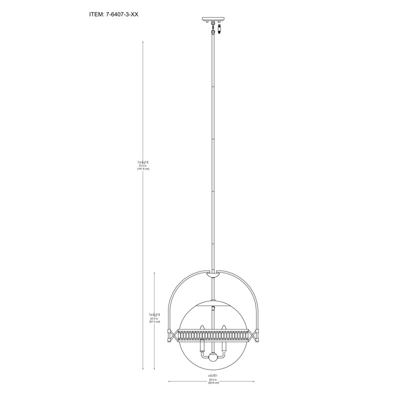 Luminaire suspendu 3 lumières Thornhill, Laiton chaleureux
