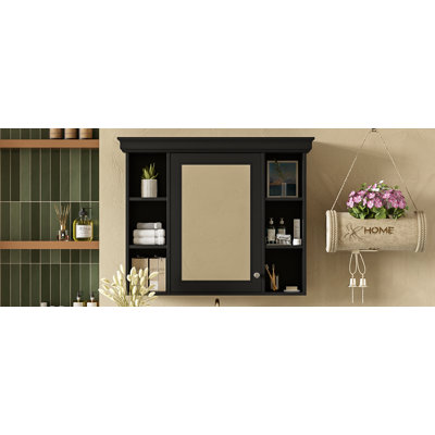 Armoire de rangement murale avec porte miroir