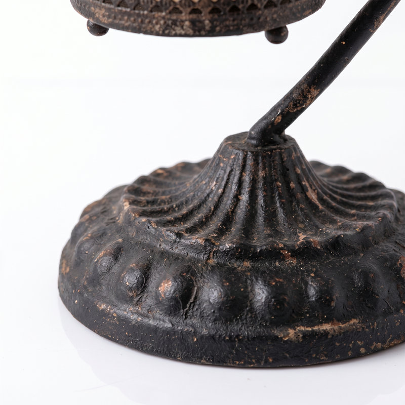 Porte-bougie à volutes en métal avec lanterne à volutes pour console et table de salle à manger, Black