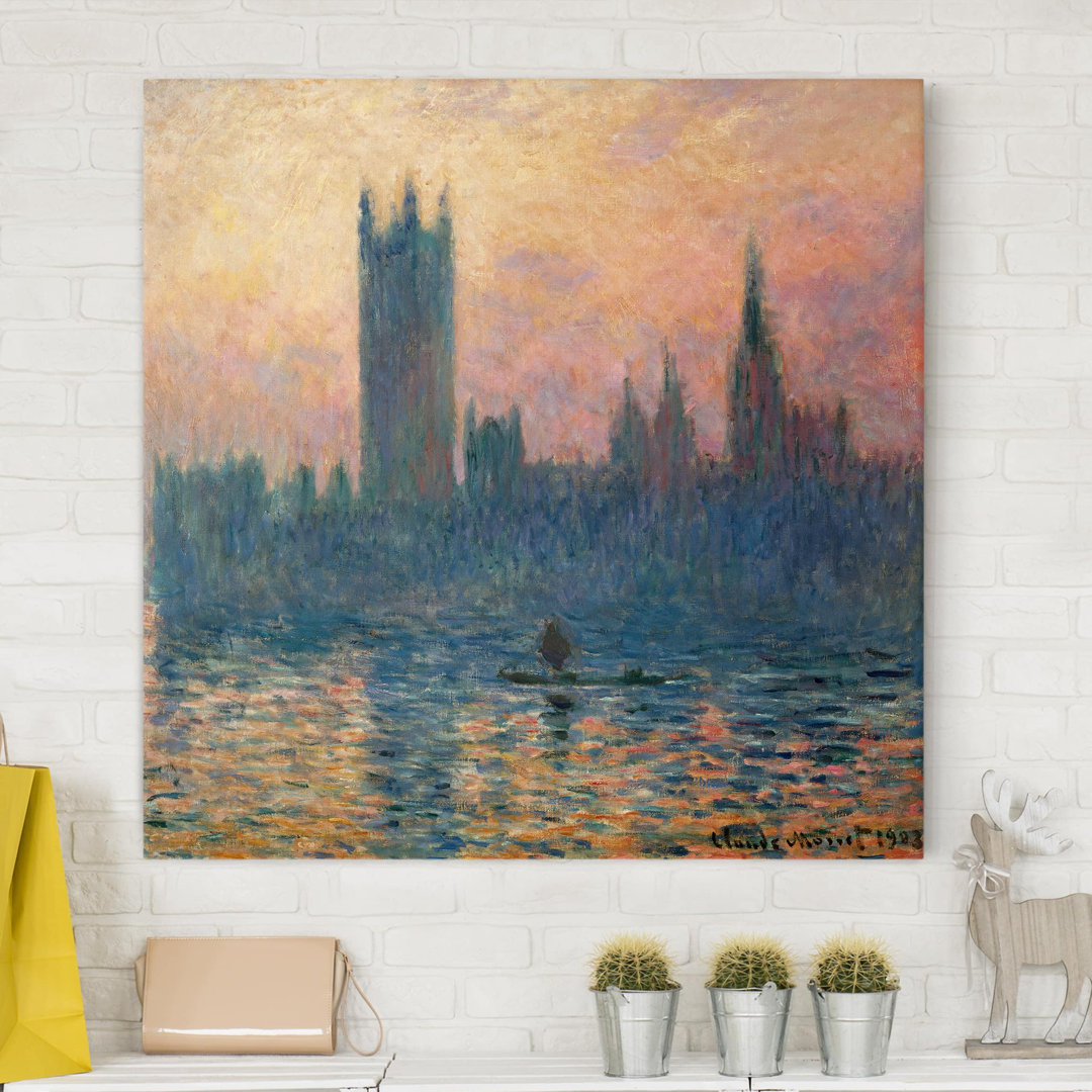 Leinwandbild Das Parlament in London bei Sonnenuntergang von Claude Monet