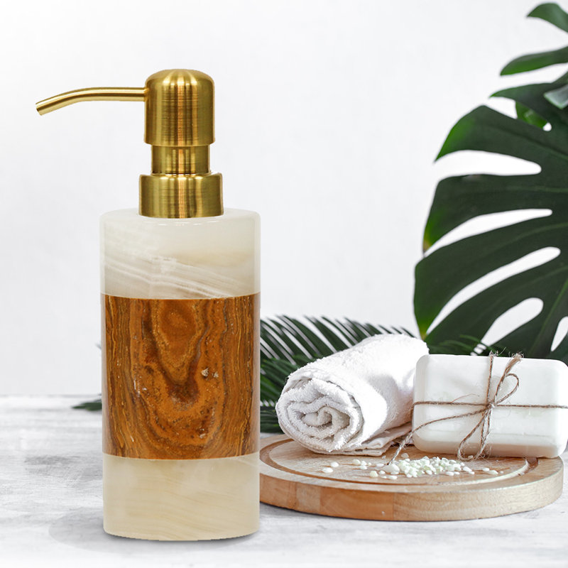 Abbiegale Marble Soap / Lotion Dispenser, Green/Amber