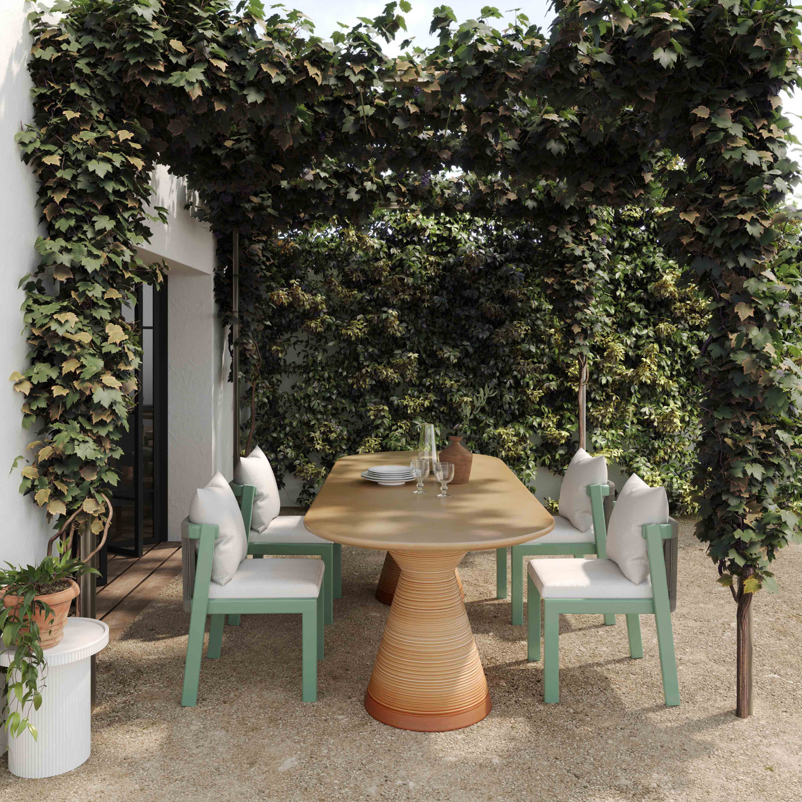 Madura 86.8'' Concrete Outdoor Dining Table