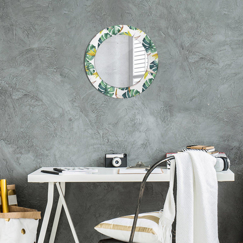 Huldar Glass Flat Wall Mirror, Multicolour Retro Composition, 50cm H x 50cm W