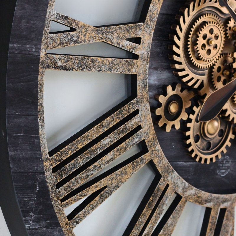 Solid Wood Wall Clock, Vintage Black