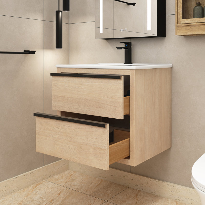 Ensemble de meuble-lavabo simple 24 po avec plateau en céramique Kyrill, Blanc