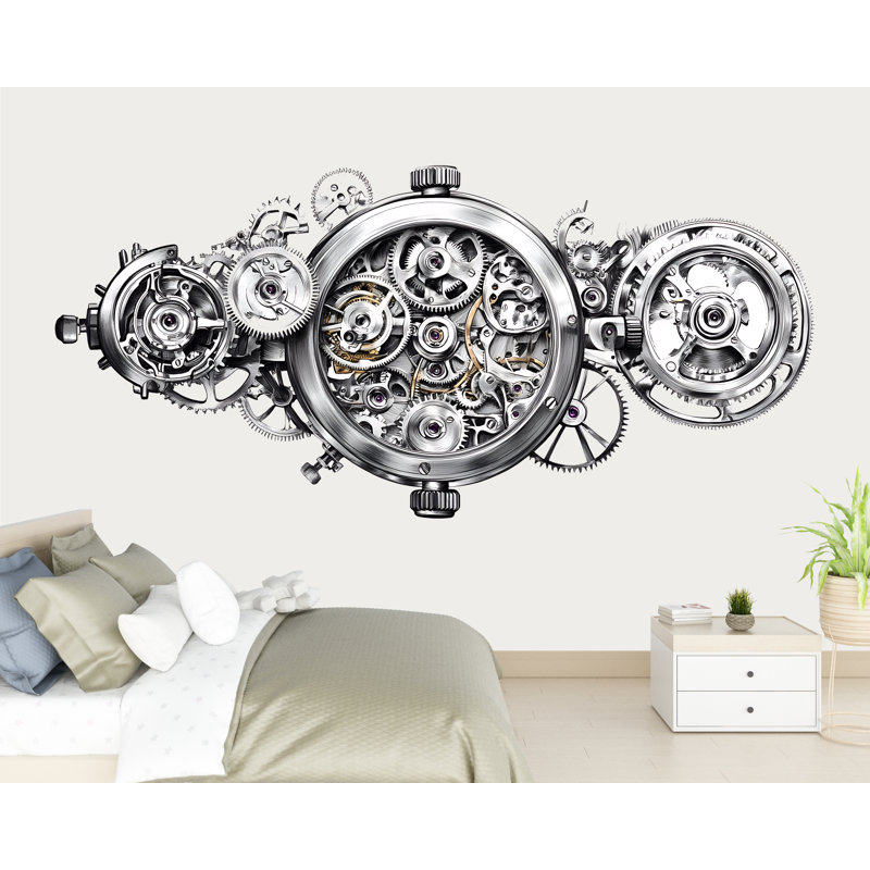 Mécanique mécanique, décalcomanie murale industrielle, mécanisme de montre, autocollant mural, décoration Steampunk moderne, vinyle, 228 g