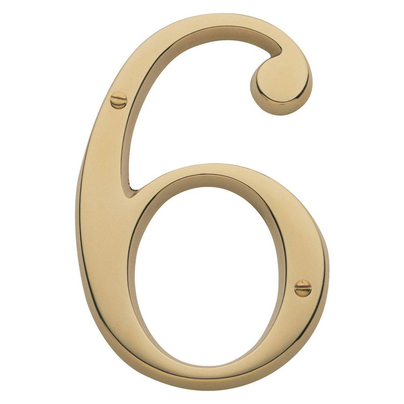 4.75" H Brass House Number, Lifetime Brass, 6