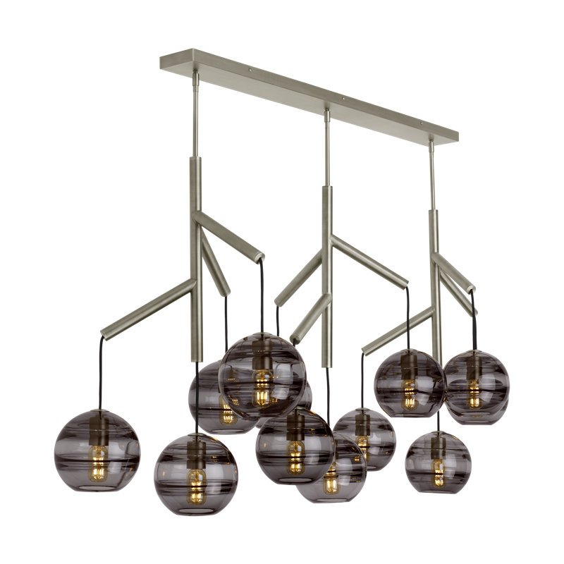 Sedona 12 - Light Chandelier, Yes, Transparent Smoke, Satin Nickel