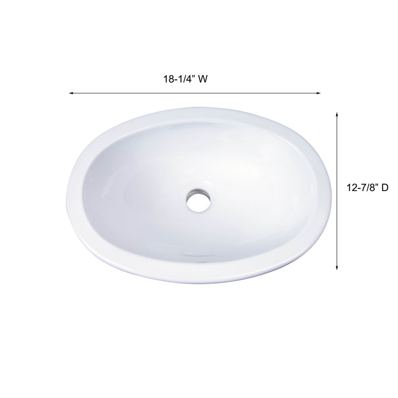 Barclay Lily 12.875'' White Vitreous China Oval Bathroom Sink with Overflow