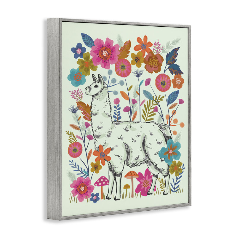 «Llama parmi des fleurs lumineuses», art numérique par Lisa Perry White, Estampe numérique Farmhouse, H 30 po x l 24 po
