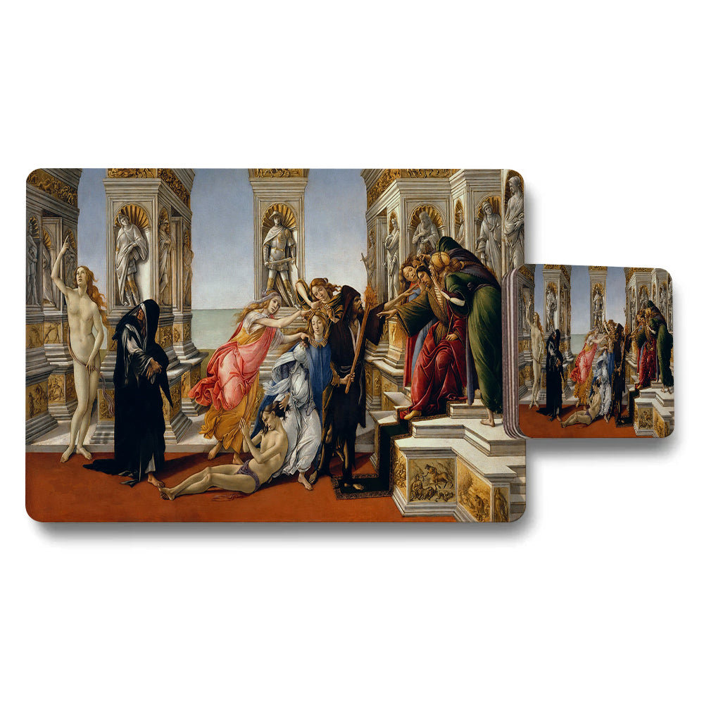 Placemat Coaster Set With Classical Art Print In Gallery Scene