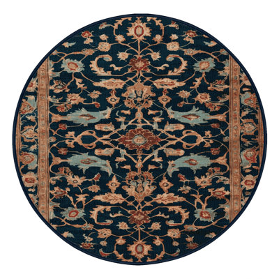 Machine Washable Persian Blue Area Rug