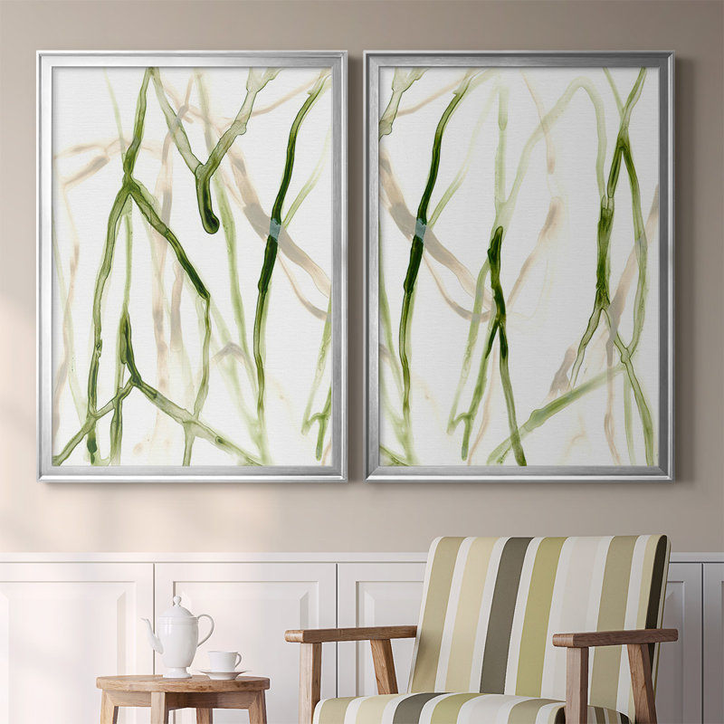 Runnel VII - 2 Piece Single Picture Frame Print on Canvas, 61" H x 42.5" W x 2.5" D, Silver
