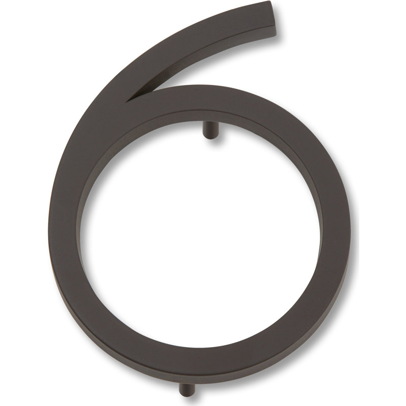 Modern Avalon 4-1/2" H Floating Mount House Number, Aged Bronze, 6