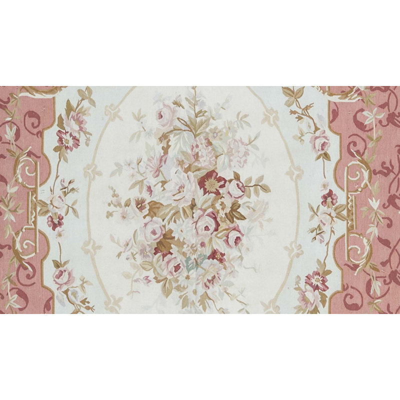 Hand-Knotted High-Quality Ivory and Green Area Rug