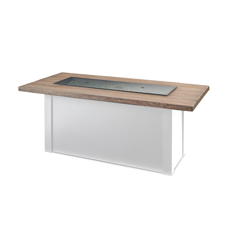 Havenwood Rectangle Smokeless Fire Pit Table with Hidden Fuel Tank, 24.5" H x 62" W x 30" D, Brown/White