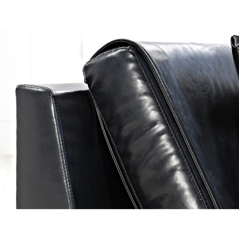 Fordoun 7 Seater Genuine Leather Corner Sofa, Black