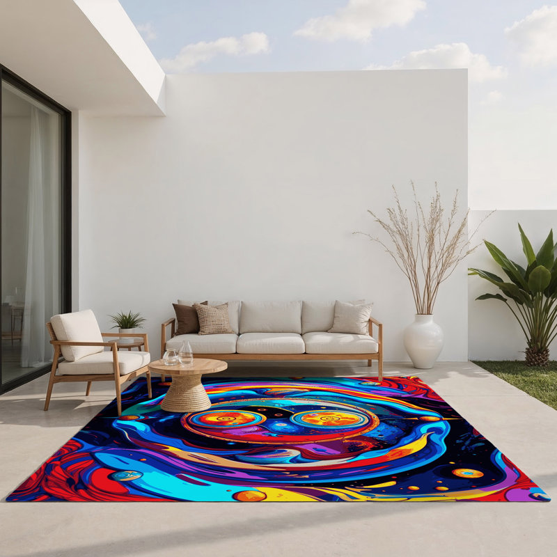 Optical Oasis Indoor And Outdoor Area Rug, Rectangle 2' x 3'
