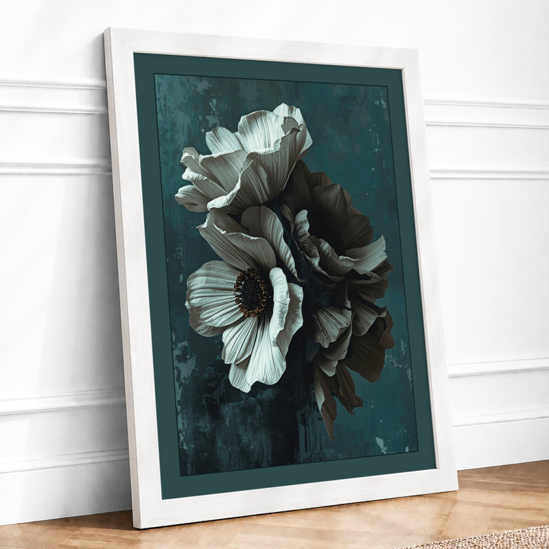 Monochromatic Bloom Botanical - Framed Print, A3 - 42.0 x 29.7 cm, White