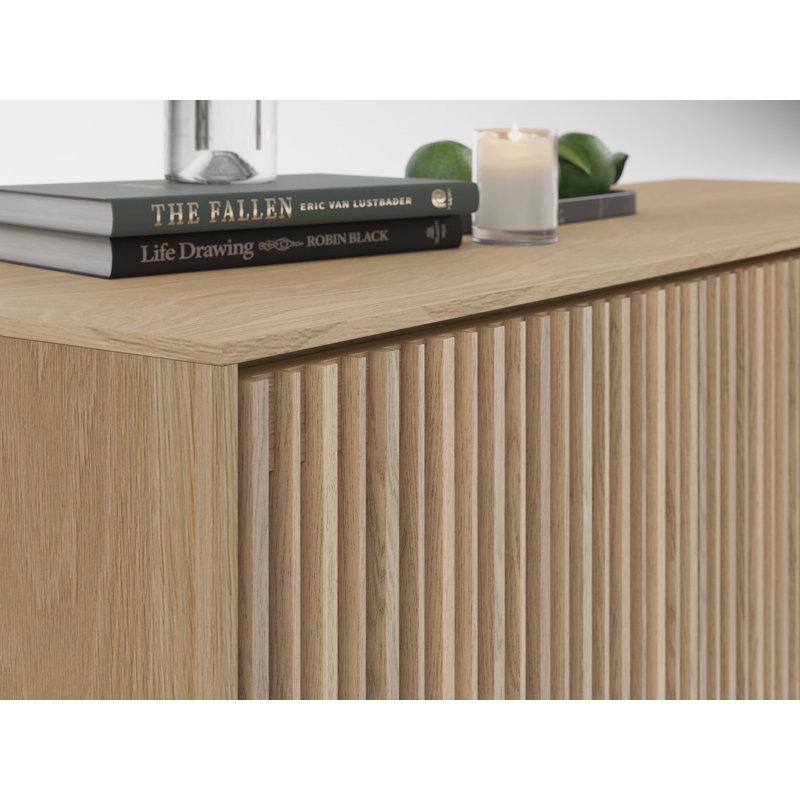 Profile 3-Door Media Storage Console, Washed Oak