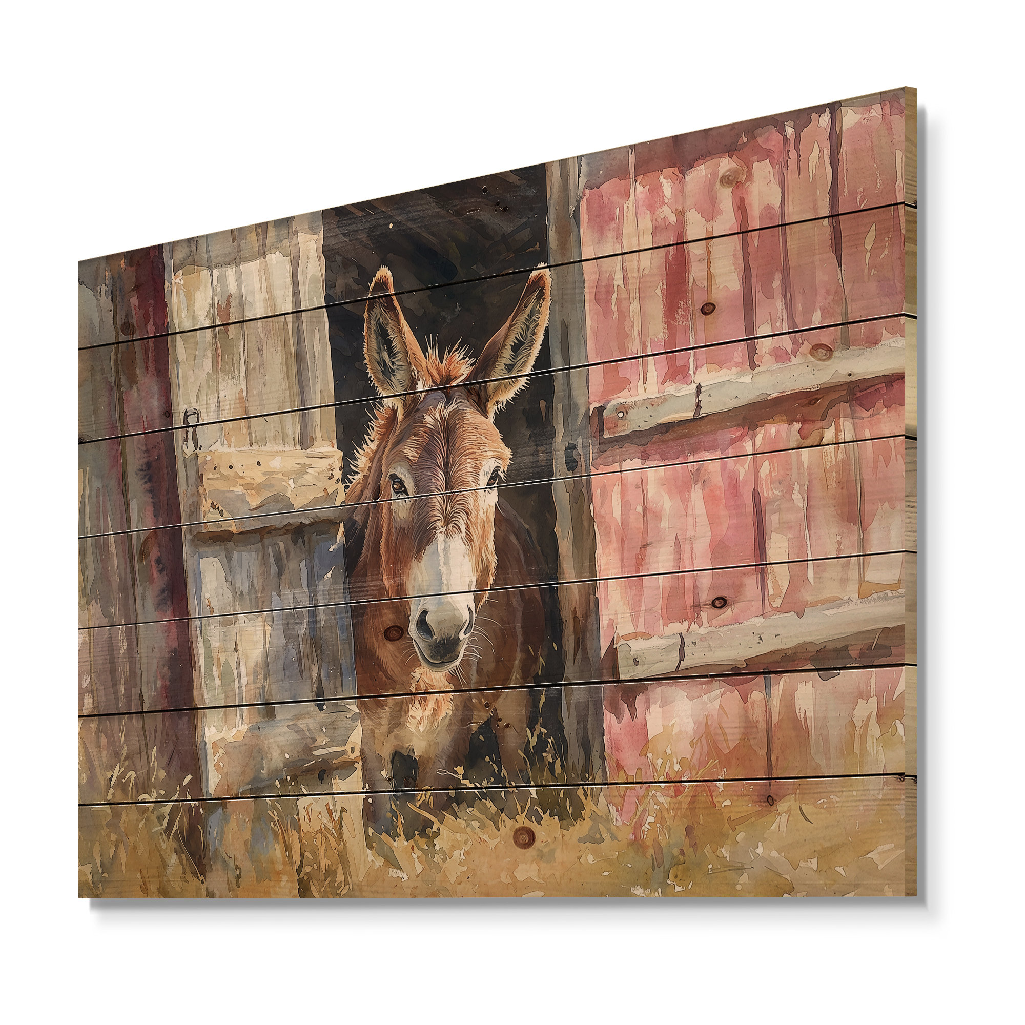 Ophelia & Co. Donkey Portrait Of The Gentle Traveler I - Donkey Wood ...