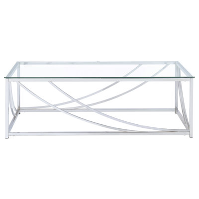Sleek - Glass Coffee Table With Metal Legs For Main Living Area 17 Inches High, 47 Wide, 23.5 Deep, Minimalist Style, Versatile Compatibility Contemporary Tall, Across, Luxurious Appearance,