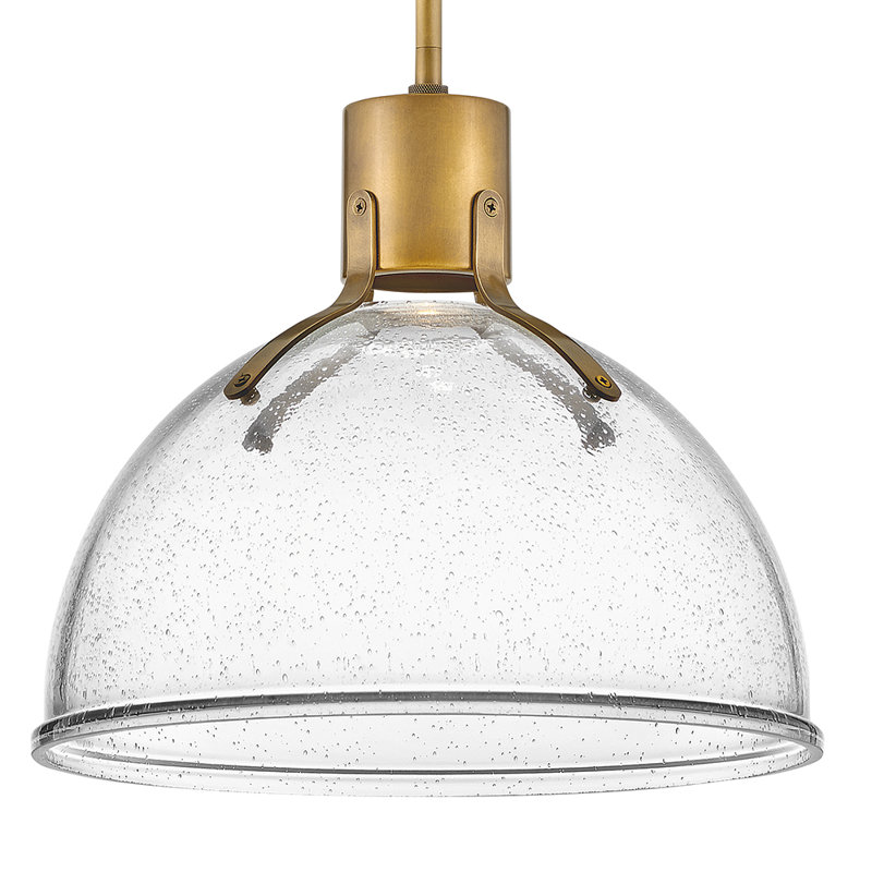 Clendon 1-Light Dimmable Metal Dome Pendant, 12.25" H x 14" W x 14" D, Heritage Brass, Heritage Brass