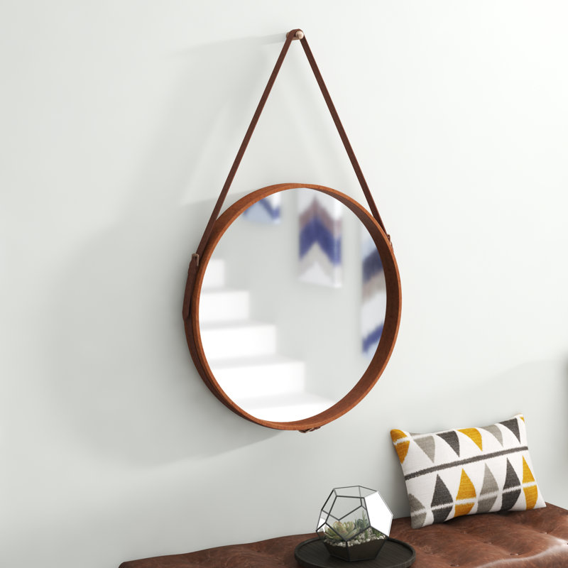 Miroir mural en cuir, 26 po x 26 po