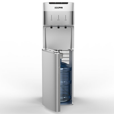 Distributeur de liquide de refroidissement à chargement par le bas pour bouteilles de 3 à 5 gallons, verrouillage de sécurité pour enfants, affichage à DEL avec alerte de bouteille vide, argent