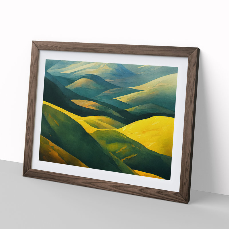Spring Meadow Landscape View Vol.1 - Framed Print, 25cm H x 34cm W x 2cm D, Walnut